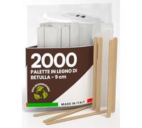 2000 Palette da Caffè Monouso in Legno di Betulla, Imbustate Singolarmente, Biodegradabili e Compostabili, Resistenti al Calore per Mescolare Caffè e Bevande - Made in Italy