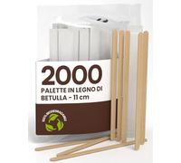 2000 Palette Lunghe da Caffè e Cappuccino Monouso in Legno di Betulla da 11cm - Imbustate Singolarmente, Biodegradabili e Compostabili, Resistenti al Calore per Mescolare Caffè e Bevande