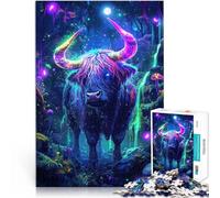 2000 pezzi per regali per adulti Mucca delle Highlands al neon nella foresta Fatto di cartone per 14+ Giochi educativi fai da te perché è ideale come regalo per tutta la famiglia misurare：70x100cm