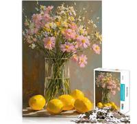 2000 pezzi per regali per adulti “Natura morta floreale con limoni” Fatto di carta,per età 14+ Giocattolo sfida Un'opera d'arte。misurare:70x100cm/27.5x39.3pollice