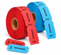 2000 rotoli di etichette di valore da 1 a 1000, numero consecutivo | 50 x 25 mm, segnaposto perforato, numerati continuamente, per bar, carnevale, feste, matrimoni (rosso + blu)