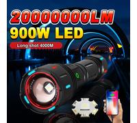 20000000 LM Torcia LED più potente Lampada ricaricabile USB Torce LED da 900 W Torcia zoomabile super luminosa Colpo lungo 4000 M