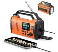 20000mAh Radio A Manovella DAB+ FM, Radios Emergenza Solare Bluetooth Con Sveglia, Allarme Di Emergenza Sos, Torcia E Luce Di Lettura, Torcia A Led (Arancione)
