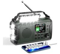 20000mAh Radio Solare a Manovella con Bluetooth DAB/FM,Torcia & Luce da Lettura,Caricatore USB per Telefono, Allarme SOS,Scheda TF,Jack per Cuffie,Radio Portatile per Emergenze da Campeggio ed Esterni