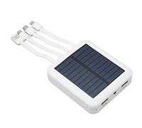 20000mAh Solar Power Bank per Telefono, Portatile Impermeabile Solar Power Bank con Cavo di Ricarica per Esterno, 2x USB e USB C, Porta Micro USB (Bianco)