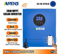 2000W 12V Solar Inverter Hybrid Off-Grid MPPT 60A Pure Sine Wave 220V 160V WIFI