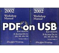 2002 Ford F-Super Duty Di Negozio Manuale USB F-250 350-550 Excursion Servizio