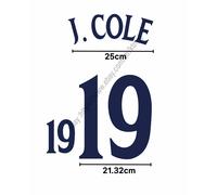 2002 Inghilterra Home Name Set - J. Cole #19 Heat Transfer Patch Flock Style