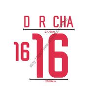 2002 Korea Away Name Set Cha Du-ri #16 Heat Transfer Patch Custom Fan Kit