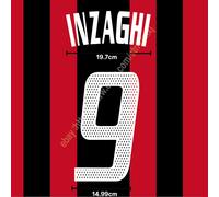2002 Milano Home Name Set Inzaghi #9 Patch Trasferimento Calore Stampa Person...