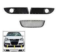 2005-2009 Polo Bumper GTI Fog Grill 9N3 Lower Front VW Per Center Grille BLACK#