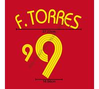 2006 Spagna Home Name Set F.TORRES #9 Patch Trasferimento Calore Kit Ventola ...