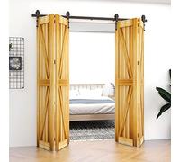 200CM/6.6FT Bi-Pieghevole Porta Scorrevole Barn Door Hardware, liscio e silenzioso Semplice 4 Porte Hardware Kit Per 170-180cm Apertura Porta