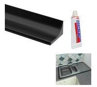 200cm paratie antiallagamento per porte + 25 ml sigillante siliconico trasparente,barriera doccia ferma acqua,barriera acqua,barriera per doccia,bordo doccia(nero)