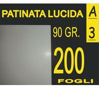 200FOGLI Carta 90 gr fotografica lucida x stampante laser A3