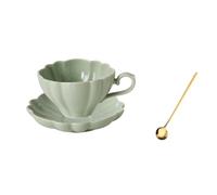 200ml-6oz pomeridiano tè latte caffè tazza creativa selvaggio ceramica carino tazze e piattini-verde+cucchiaio