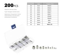 200pc Argento Esagono Presa Vite+Scatola Guida Inserto Dado M3-M8 Manicotto