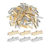 200Pcs 25mm Punte per Nastro con Clip Texture Stripe per DIY, Bianco K, KC-Oro