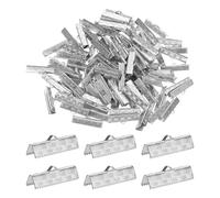 200Pcs 25mm Terminali per Nastro con Pinze Texture Stripe per DIY, Bianco K