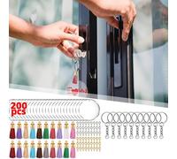 200PCS Acrilico Portachiavi Anelli Acrilico Blanks Nappe Kit Pendenti fai da