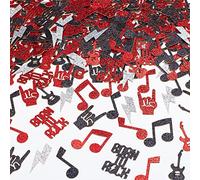 200PCS Born to Rock Party coriandoli rosso nero, note musicali, decorazioni per feste rock and roll, Rock N Roll forniture per feste a tema compleanno baby shower