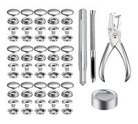 200Pcs Bottoni Automatici a Pressione, BetterJonny Metallo Bottoni a Pressione Abbigliamento con Punch Pinze e 3 Pezzi Installare Gli Strumenti per imbarcazioni marine Borse Vestiti Pelle, Argento