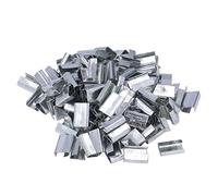 200PCS Clip per Fascette per Sigilli in Metallo, Clip per Fascette per Sigilli Aperti per Impieghi Gravosi in Acciaio Zincato per Reggette in Poliestere
