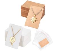 200Pcs Display per Orecchini + 400Pcs Sacchetti Autosigillanti, Carta Kraft Preforati Scheda Orecchino per Display con Buste Autoadesive per Orecchini Borchie Collane (Marrone e Bianco)