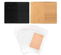 200Pcs Display per Orecchini + 400Pcs Sacchetti Autosigillanti, Carta Kraft Preforati Scheda Orecchino per Display con Buste Autoadesive per Orecchini Borchie Collane (Marrone e Nero)