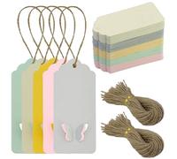 200PCS Etichette Carta Kraft,Etichette Regalo,9x4CM Etichetta Kraft con 200Pcs di Spago di Iuta per Regali di Compleanno,Matrimoni e fai da te