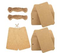 200PCS Etichette in Carta Kraft 9 x 5CM Premium Etichette Regalo con Spago di Iuta Naturale Tag Regalo Cartoncino Spessore 350g/m² Bifacciali Per Bomboniere, Matrimoni, Natale, Compleanni e Fai Da Te