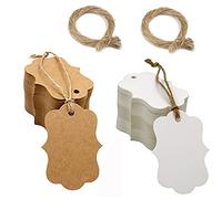 200pcs Etichette in carta kraft, BetterJonny Etichette Carta Kraft Tag Regalo Cartoncino Etichette Regalo Kraft con Spago di Iuta Naturale da 20 Metri Tag Regalo Etichette per regali artigianali
