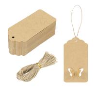 200Pcs Etichette Regalo Carta Kraft per 8.9x4cm Forma Ondulata Colore Pelle