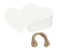 200Pcs Etichette Regalo Cuore con Cordino per Carta Bianca Vuote