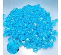 200Pcs Glow in The Dark Rocks Outdoor, rocce solari per paesaggistica, blu | Decorazione per esterni che si illuminano al buio, ciottoli luminosi per giardino, cortile, patio, prato, stagno, acquario
