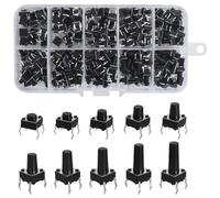 200pcs Interruttore a pulsante tattile Micro Assortment Tact Assortment a 4 Pin,Micro Interruttori Tattili,Momentaneo Interruttore a Pulsante Tattile 6×6×4.5/5/6/7/8/9/10/11/12/13mm