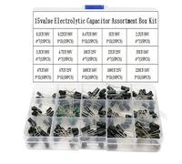 200pcs/lot Capacitors Set 15Values 10V 16V 25V 50V 0.1uF-220uF Electrolytic Capacitor Assortment Kit .22uf 2.2uf 100uf Capacitance Meters Capacitance Meters