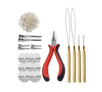 200pcs Micro Silicone Rings Hair Extensions Tools Kit Three-hole Hair Pliers Micro Pulling Hook Needle Loop Threader and Micro Silicone Links (Blonde)