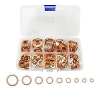 200pcs Rondella Rame Guarnizione Scarico Assortimento Kit, Rame Rondelle Metallo con Scatola, Rondelle per Gonds Porte, Guarnizione Rondella Piatta, per la sigillatura delle viti Anelli di Tenuta