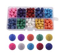 200pcs Round Lava Rock Beads Bulk Crafts Loose Volcanic Rock Chakra Be