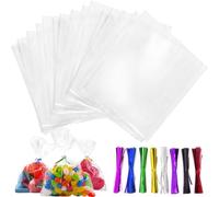 200pcs Sacchetti Cellophane 12x17 cm, Buste Trasparenti per Regali, Biscotti, Caramelle e Cioccolatini