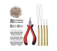 200pcs Silicone Micro Rings Hair Extensions Tools Kit Three-hole Hair Pliers Micro Pulling Hook Needle Loop Threader and Silicone Micro Links (Dark blonde)