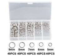 200Pcs-Stainless-Steel Fishing Split Rings Resistente Esca Connettori Tackle Kit
