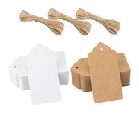 200PCS Tag Regalo Etichette Regalo in Carta Kraft 10 * 5cm per Matrimoni/Natale/Compleanno, Artigianato, con 30M Spago di Iuta