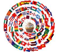 200pz Bandierine Stuzzicadenti, Stuzzicadenti Decorativi Bandiere con 100 Nazioni Diverse Fronte-Retro Paesi del Mondo Toppers Cupcake per Cupcake Piatti Piatto di Frutta Decorazioni