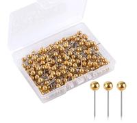 200pz Puntine da Disegno, Puntine da Mappa Puntine a Testa Tonda per Mappa da Viaggio Piccole Map Pins per Bacheca in Sughero Bacheca Foto Casa Ufficio Scuola Fai da te (Oro)