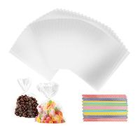 200pz Sacchetti Cellophane 10 x 15 cm, Sacchetti trasparenti per caramelle, Bustine per biscotti, Sacchetti Regalo Trasparenti, Bustine Trasparenti per Caramelle Biscotti Cioccolatini