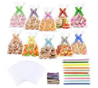 200Pz Sacchetti Trasparenti per Biscotti,15 X 23 Cmbustine Trasparenti Sacchetti per Biscotti Natalizi,Bustine Richiudibili per Dolciumi per Torte al Cioccolato