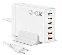 200W Caricatore USB C Multiplo, PD 100W Alimentatore USB C Compatibile con MacBook Air, 6 Porte GaN III Charging Station per MacBook Pro, Dell, iPhone, iPad, Nexus, HTC, Nokia, Motorola