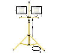 200W Faretto LED da Cantiere con Regolabile Treppiede, Doppio 2x 100W Proiettore LED da Lavoro, Bianca Freddo Faro da Lavoro a LED, Impermeabile IP66, Cavo da 5m per Officina Garage